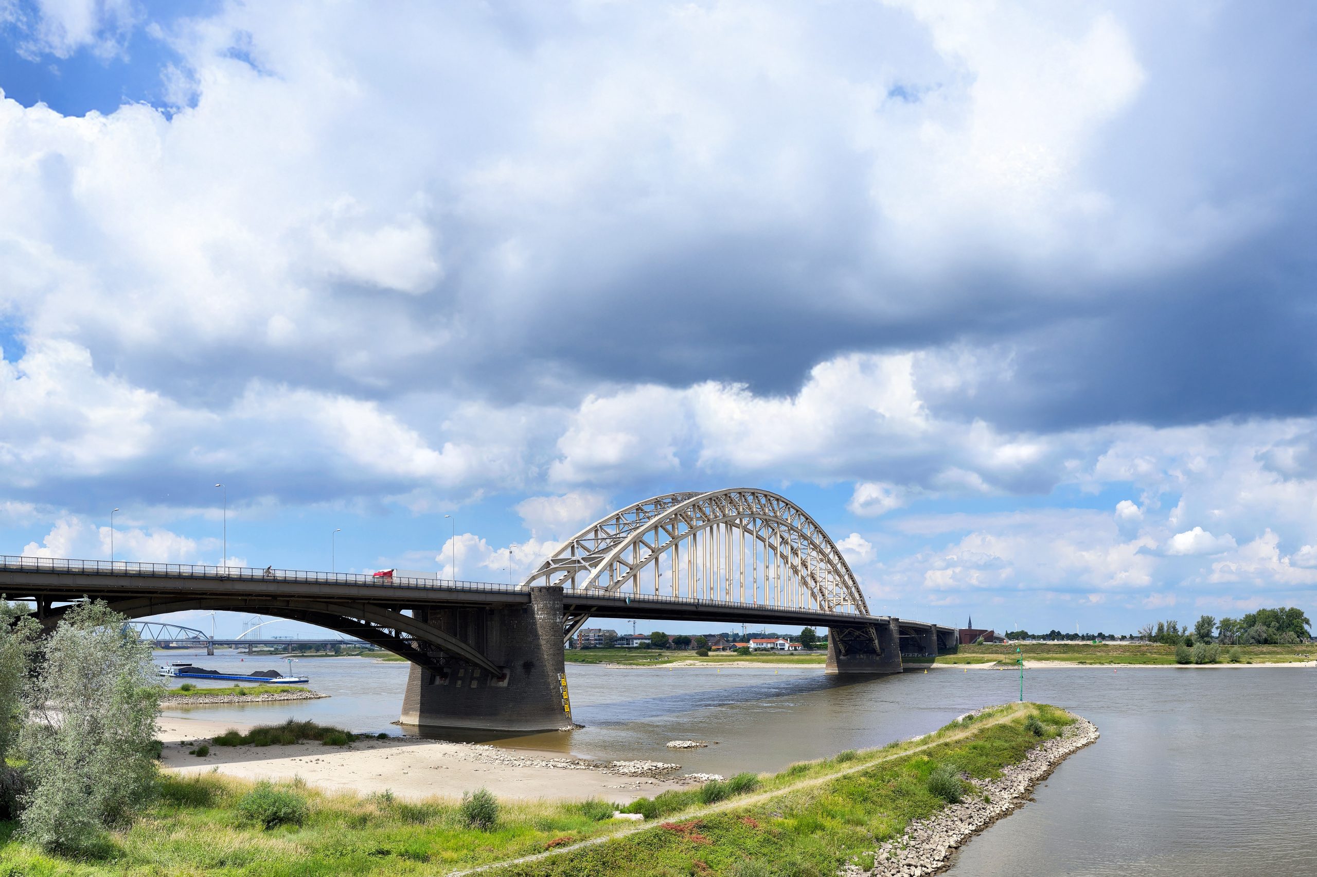 Bridge Waalbrug in Nijmegen, Netherlands over the river Waal